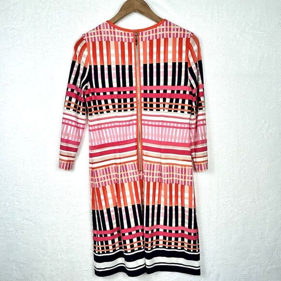 Eliza J Sz 4 Geometric Striped Shift Dress Colorful Stretch Career Spring Event - Picture 3 of 10